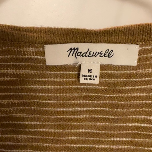 Madewell Summer Ryder Stripe Cardigan in Spiced Olive - Picture 2 of 7